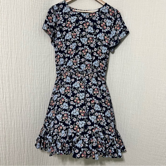 Loft Floral Godet Drawstring Dress Size M - Picture 3 of 8